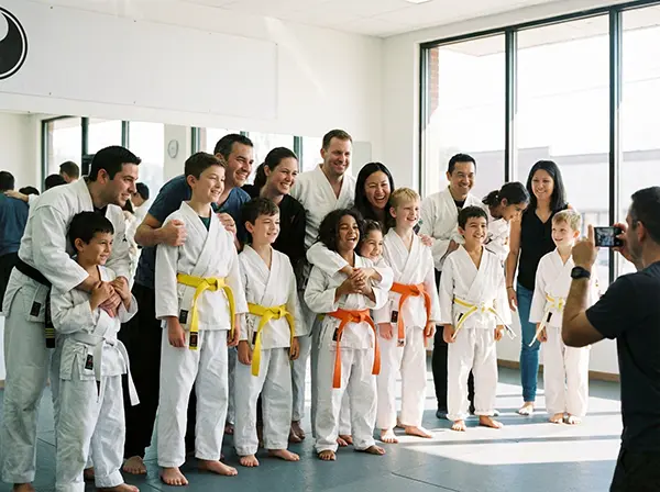 Martial arts kids posing for the camera.