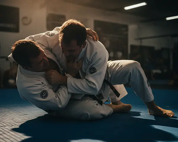Jiu-Jitsu men grappling.